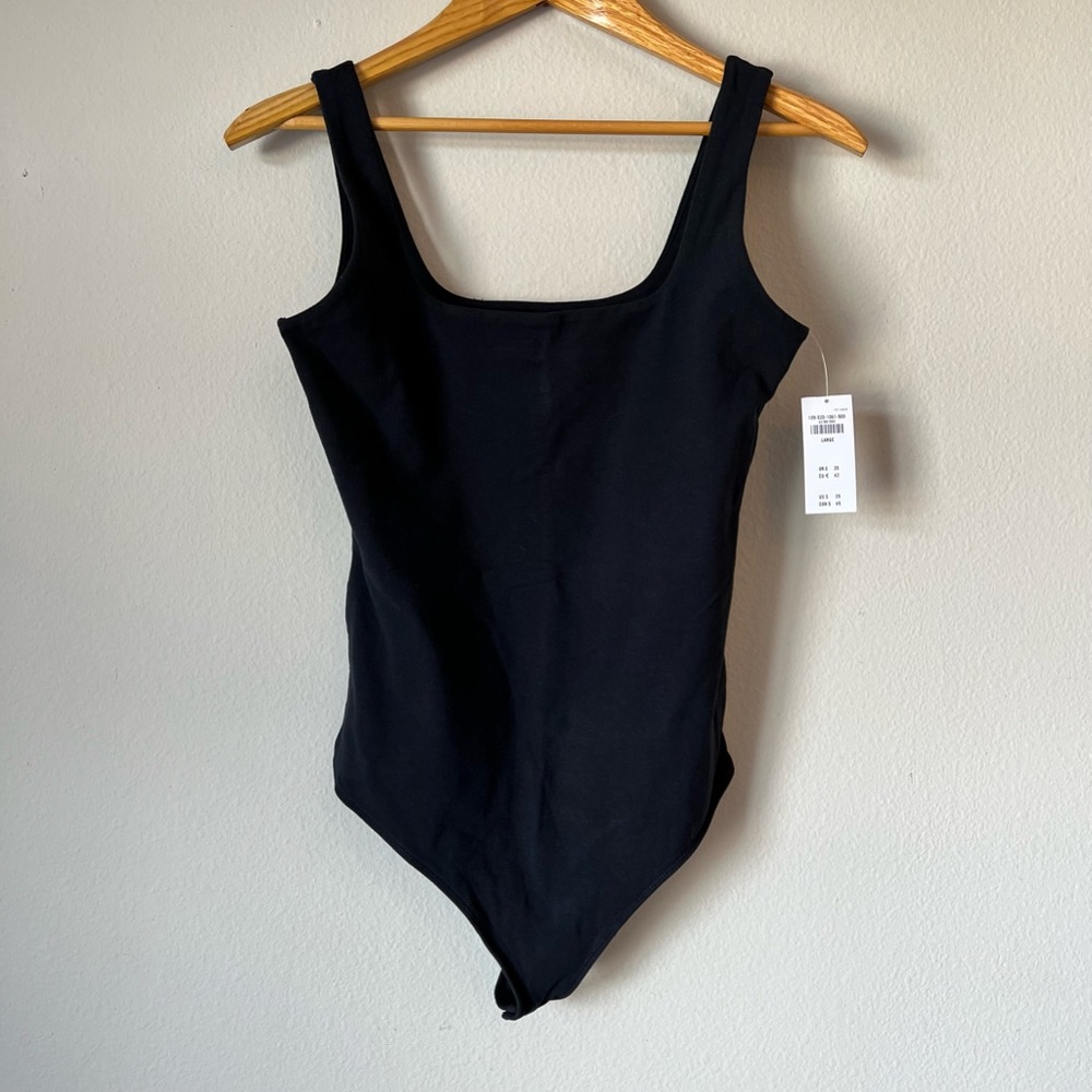 Abercrombie & Fitch Cotton-Blend Seamless Fabric Tank Bodysuit in Black NWT Lg
